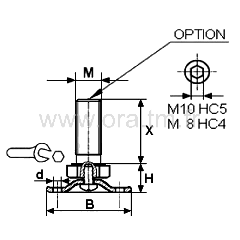 VMT - VERIN GYROSCOPIQUE - BASE CYLINDRIQUE