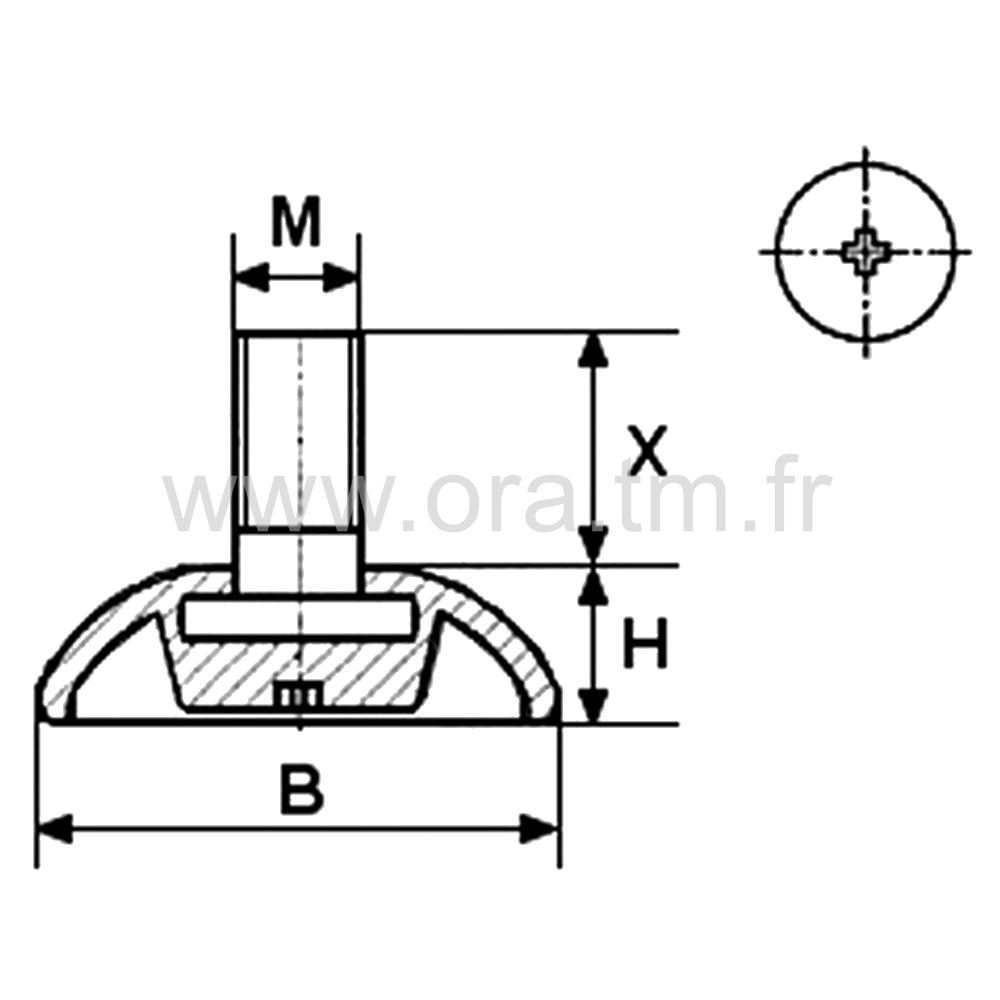 VPB - VERIN RIGIDE - BASE CONVEXE