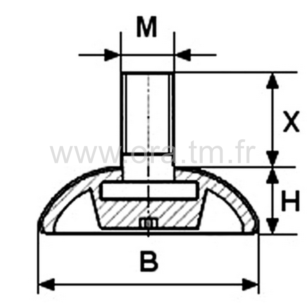 VPBC - VERIN RIGIDE - BASE CAPOT METAL