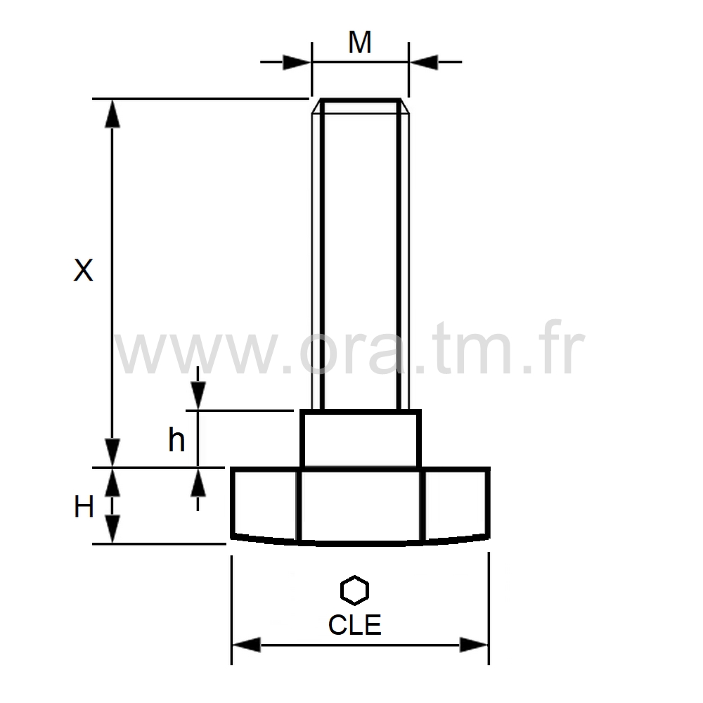 VPHE - VERIN RIGIDE - BASE HEXAGONALE