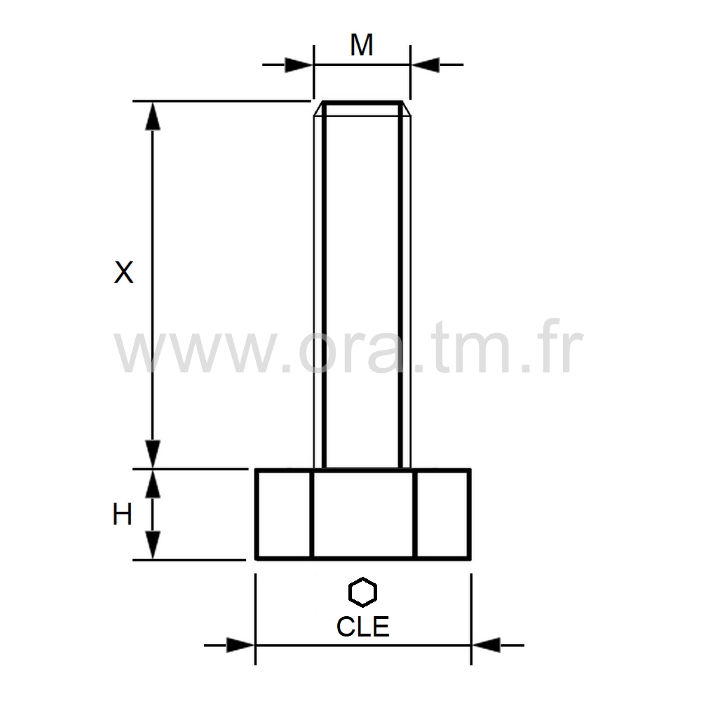 VPHE - VERIN RIGIDE - BASE HEXAGONALE