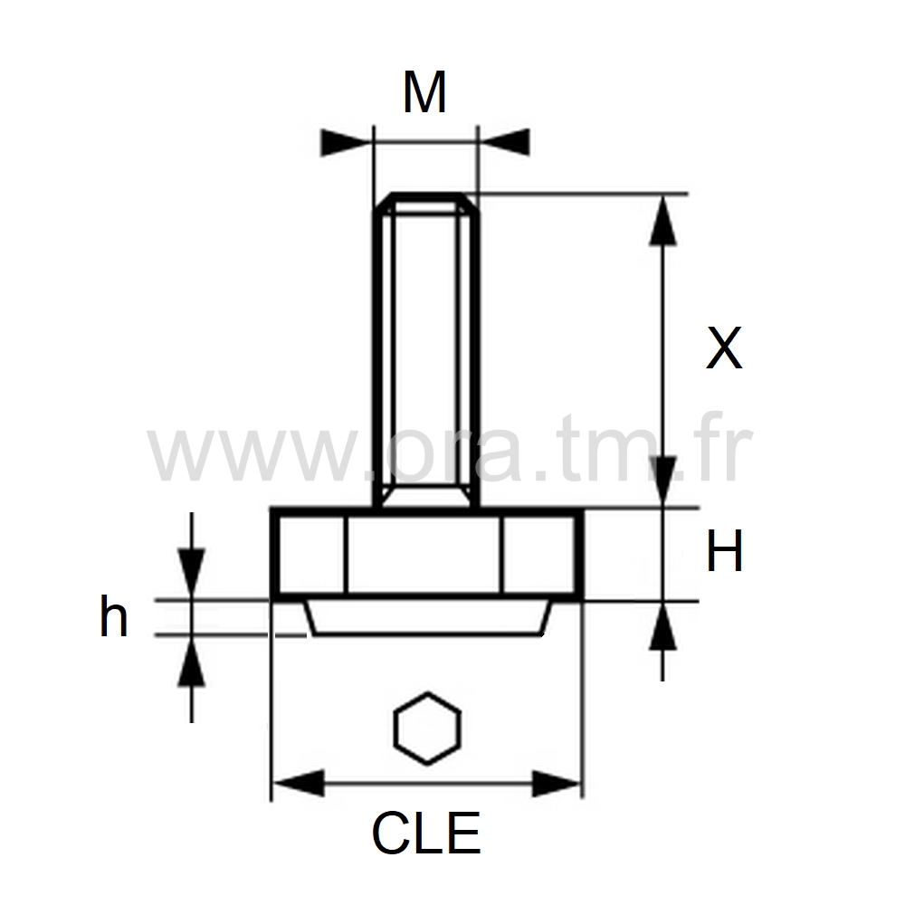 VPHFE - VERIN GLISSEUR - BASE HEXAGONALE