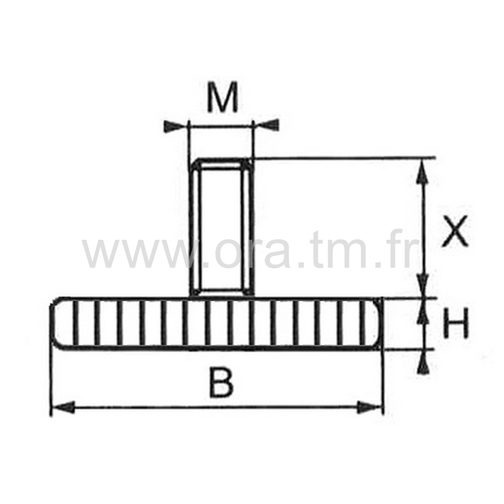 VPMO - VERIN RIGIDE - BASE CYLINDRIQUE MOLETEE