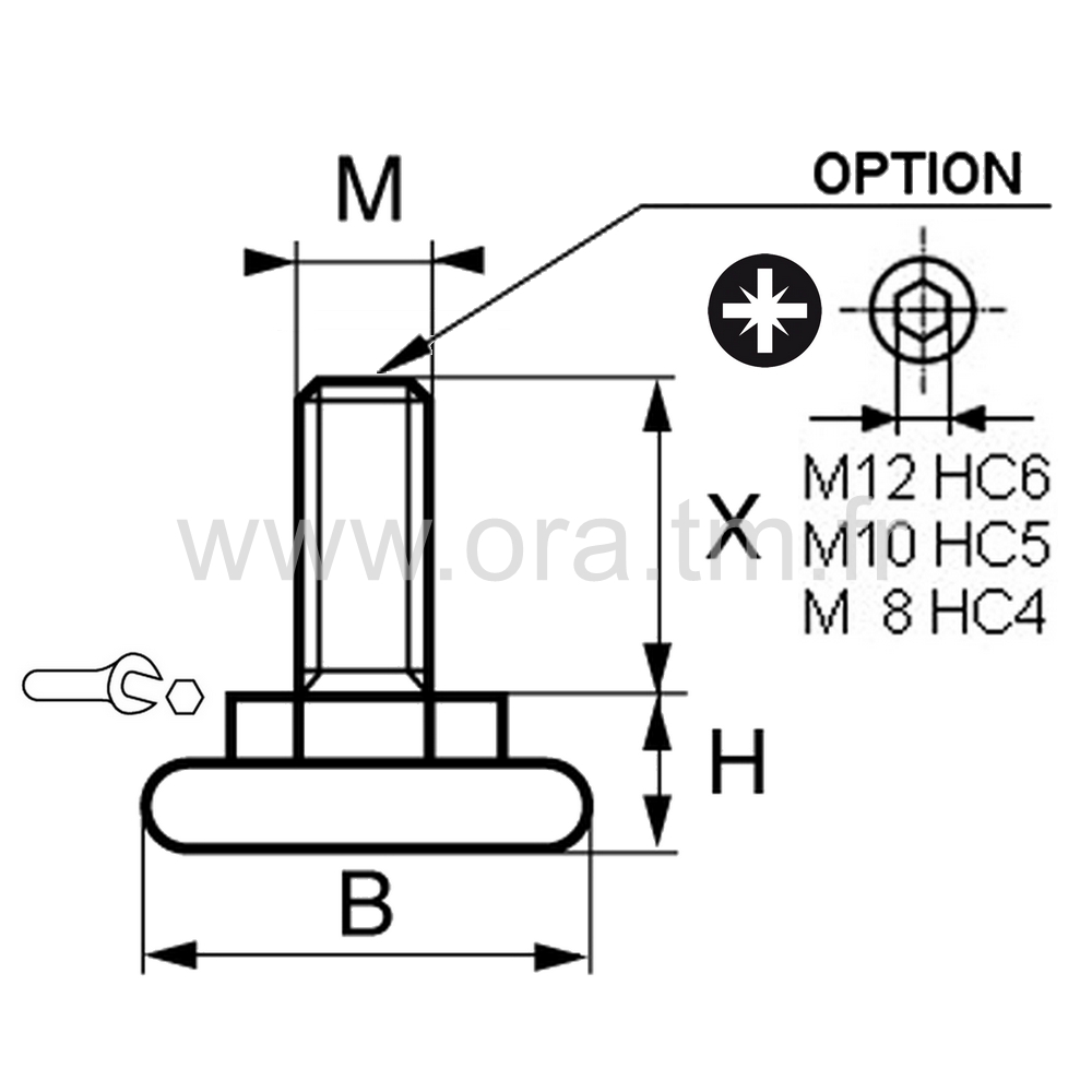 VPX - VERIN RIGIDE - BASE CYLINDRIQUE