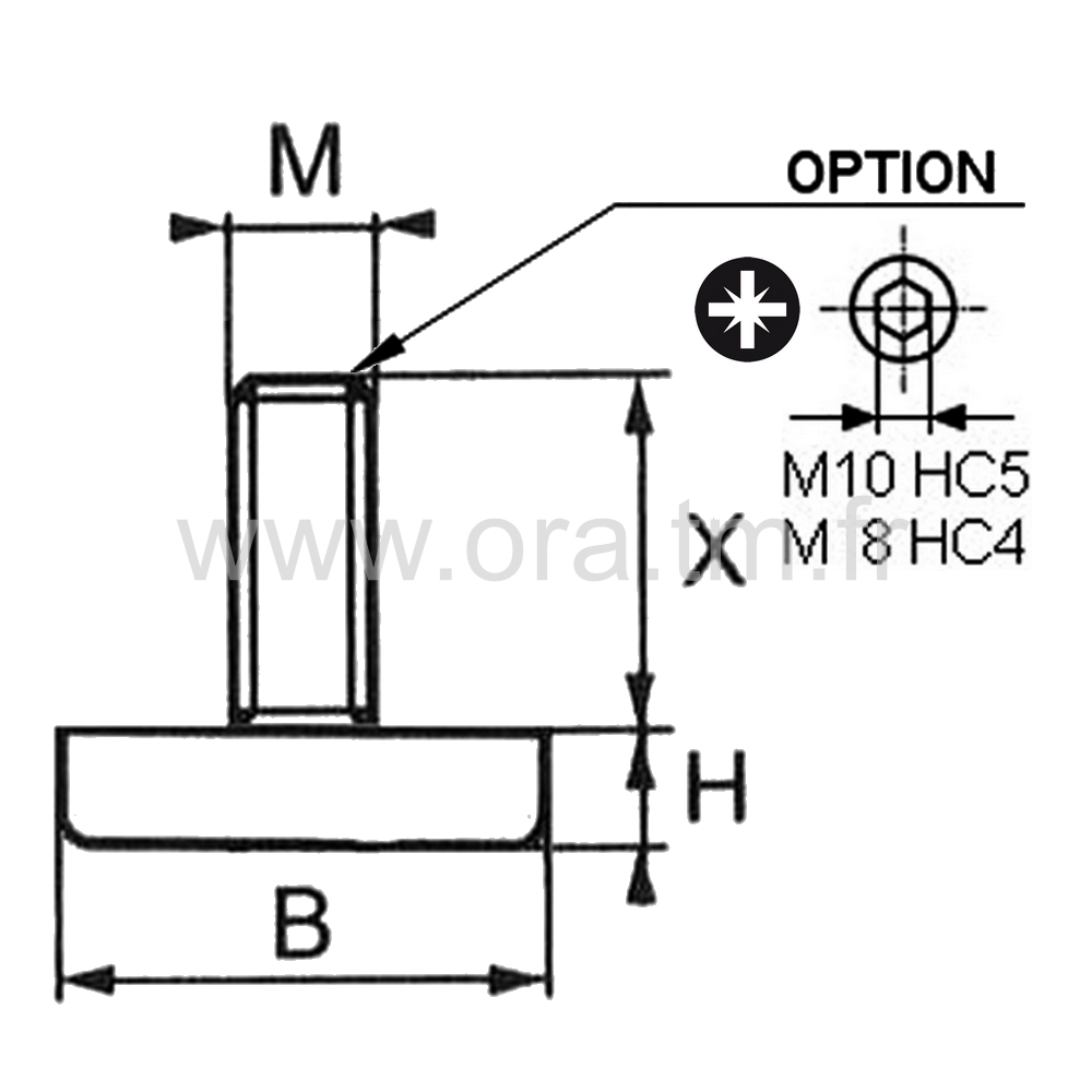 VPY - VERIN RIGIDE - BASE CYLINDRIQUE