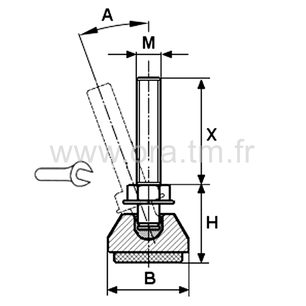 VRDFE - VERIN ORIENTABLE - BASE APPUI GLISSEUR