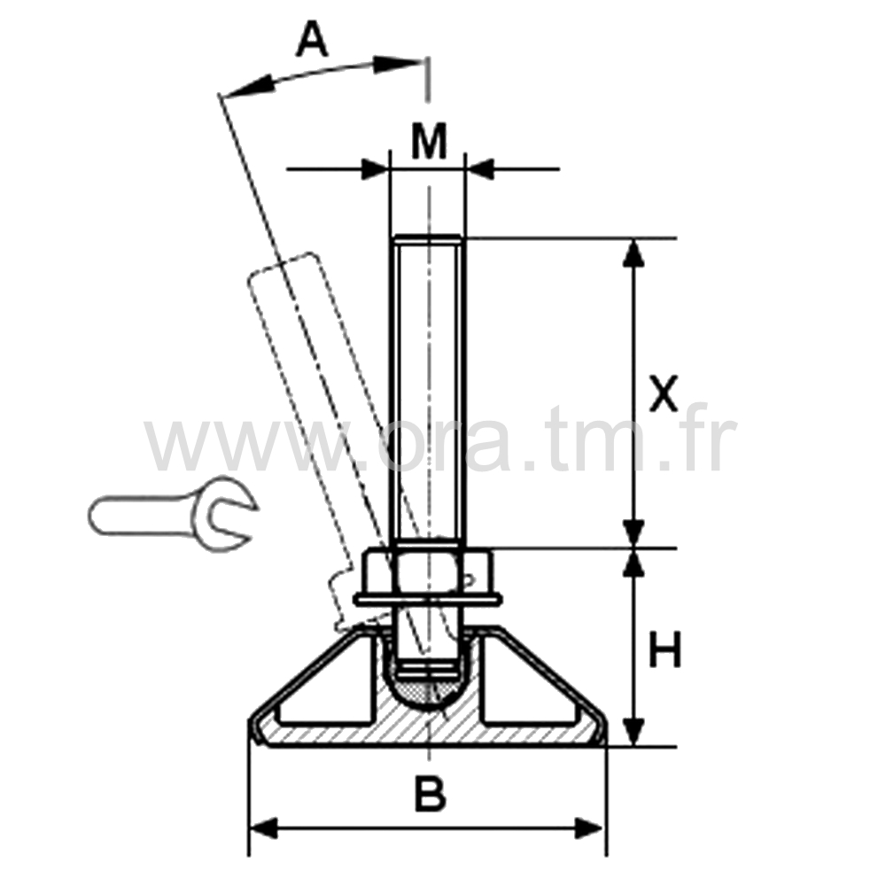 VRDX - VERIN ORIENTABLE - BASE CAPOT METAL