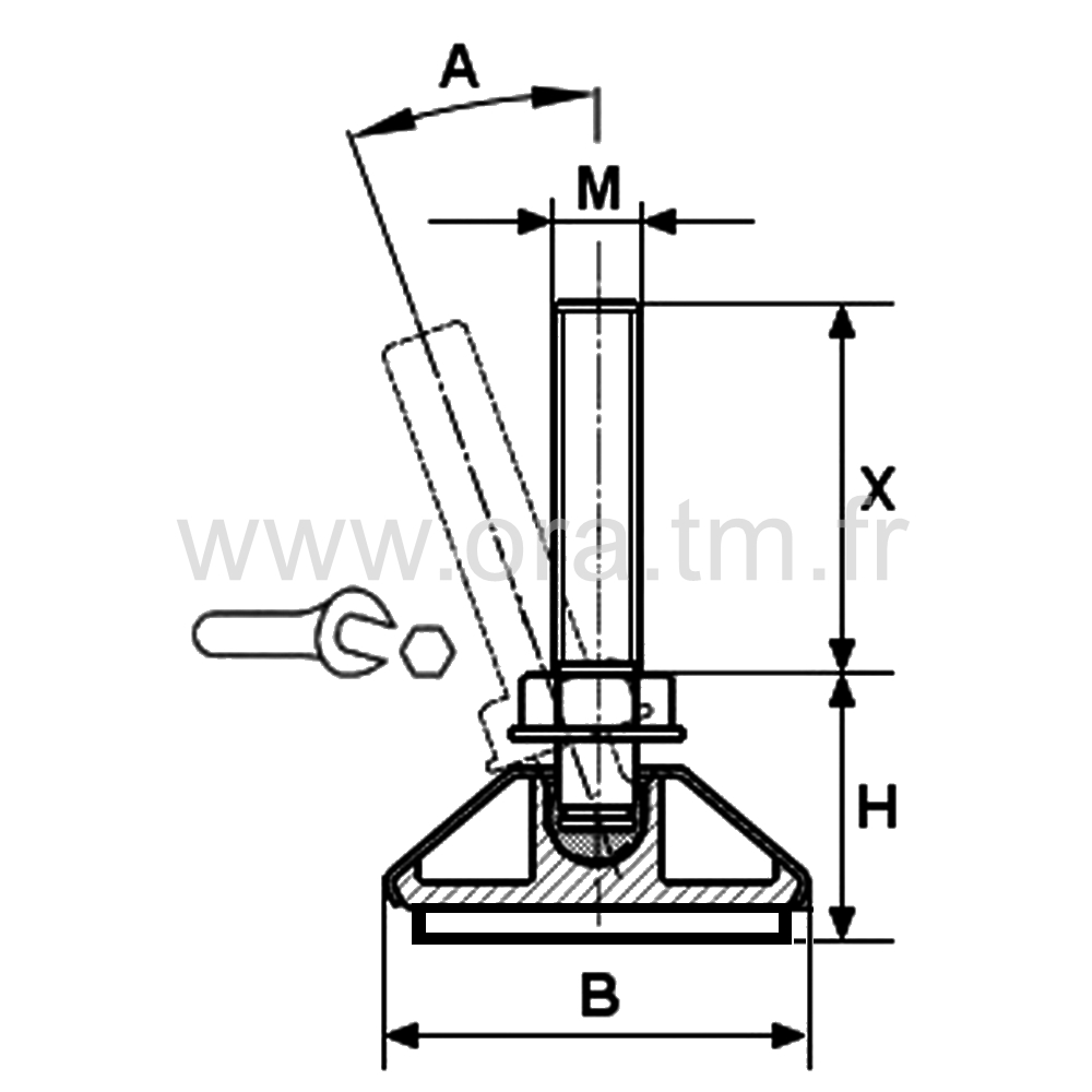 VRDXFE - VERIN ORIENTABLE - BASE APPUI GLISSEUR