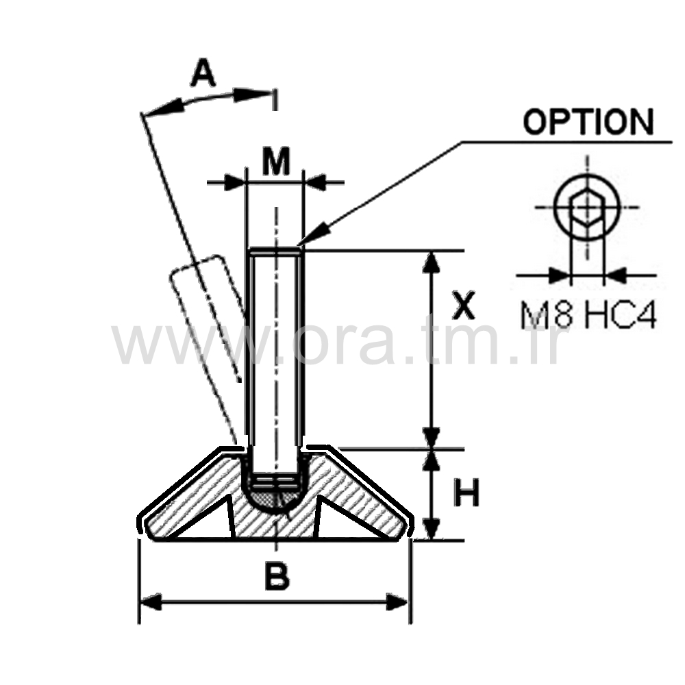 VRM - VERIN ORIENTABLE - BASE CAPOT METAL