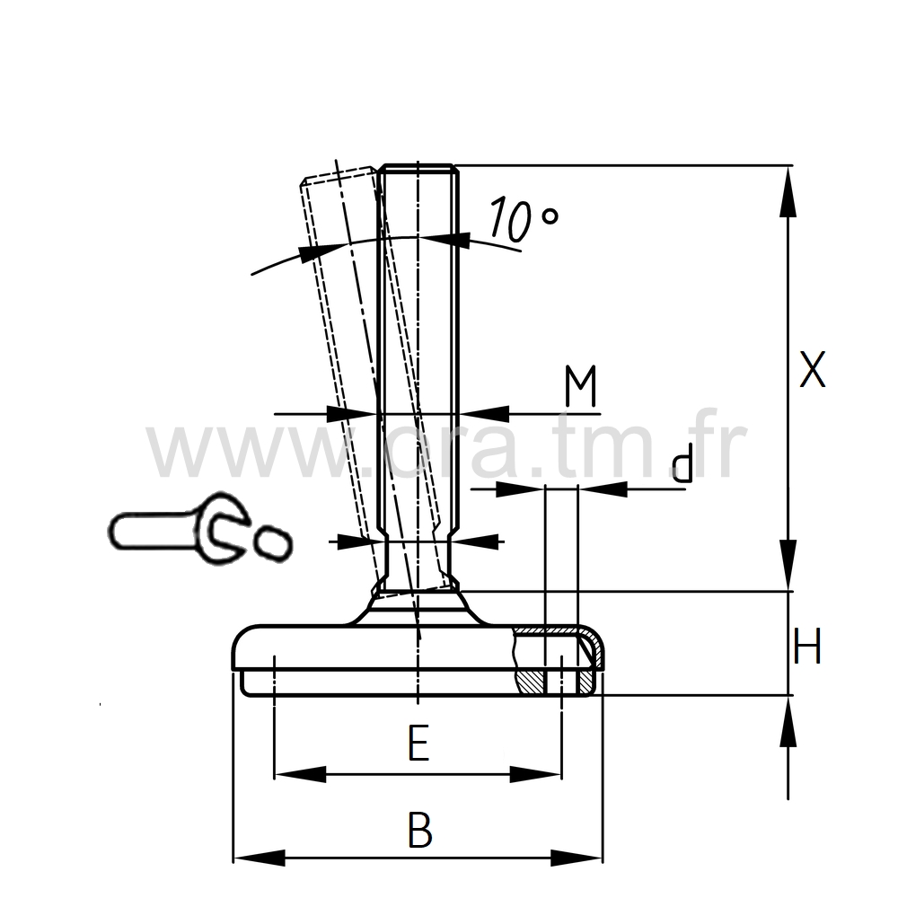 VSD - VERIN PIED MACHINE - BASE CYLINDRIQUE