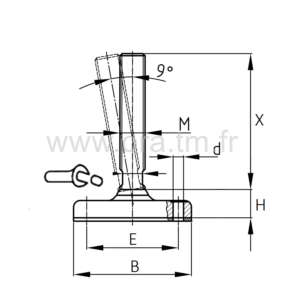 VSF - VERIN PIED MACHINE - BASE CYLINDRIQUE METAL