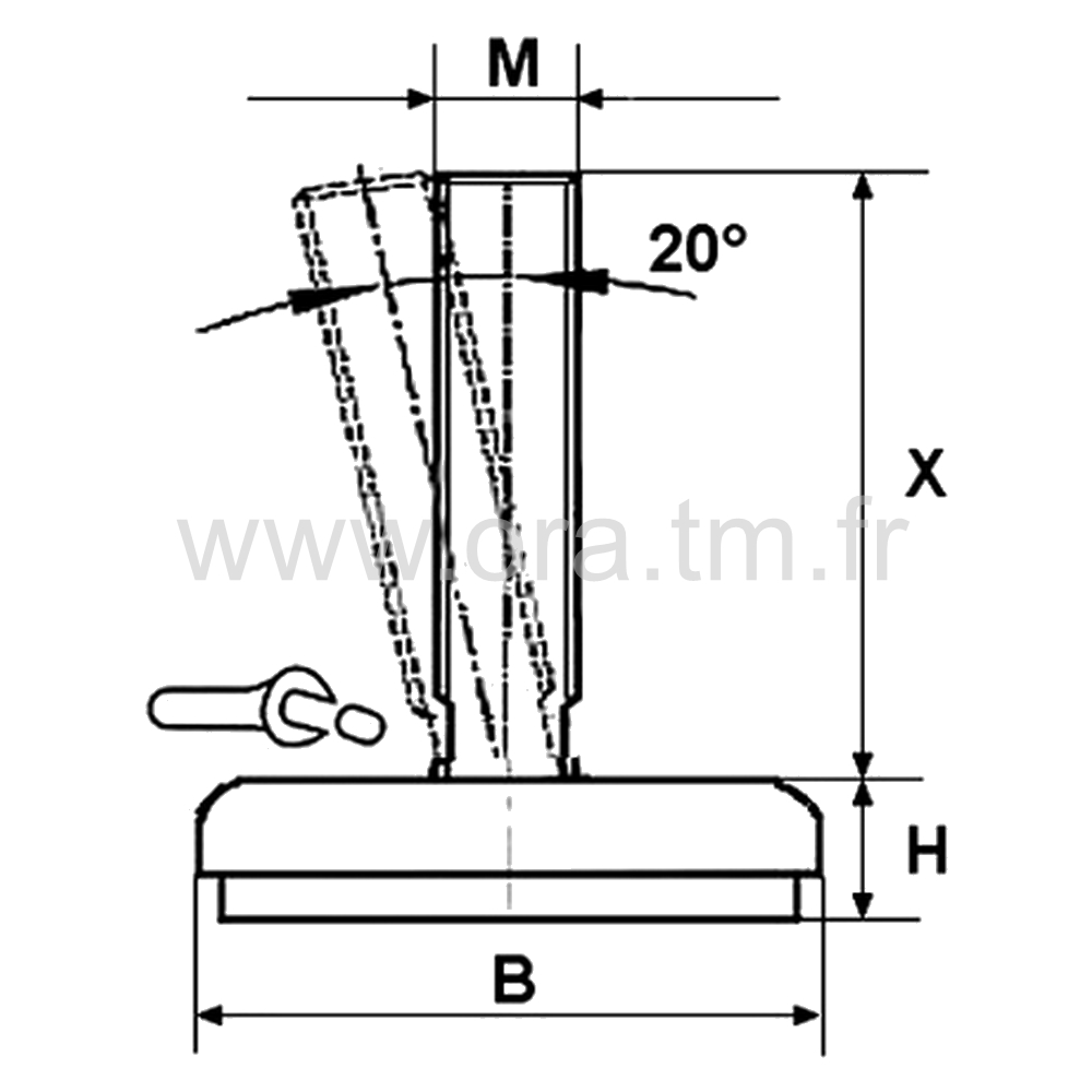 VSK - VERIN PIED MACHINE - BASE APPUI AMORTISSEUR