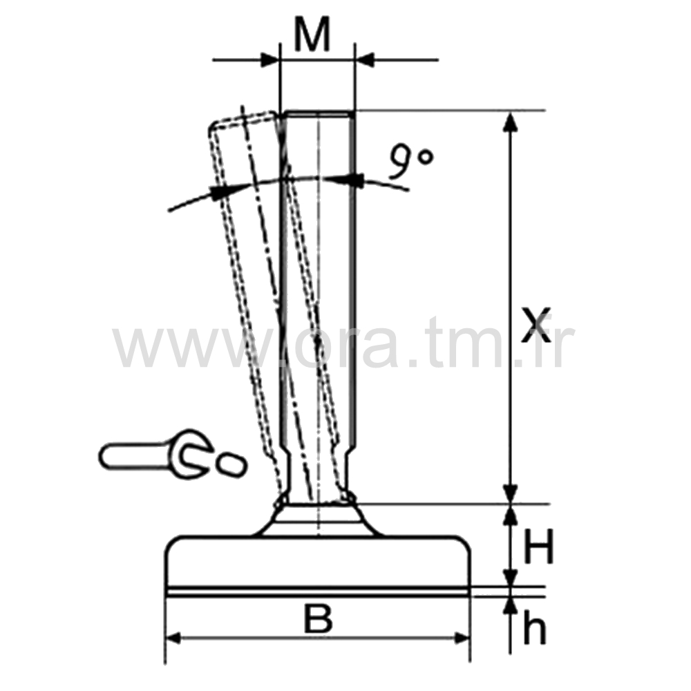 VSL - VERIN PIED MACHINE - BASE CYLINDRIQUE METAL