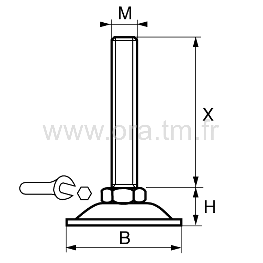 VSMA - VERIN PIED MACHINE - BASE CYLINDRIQUE METAL