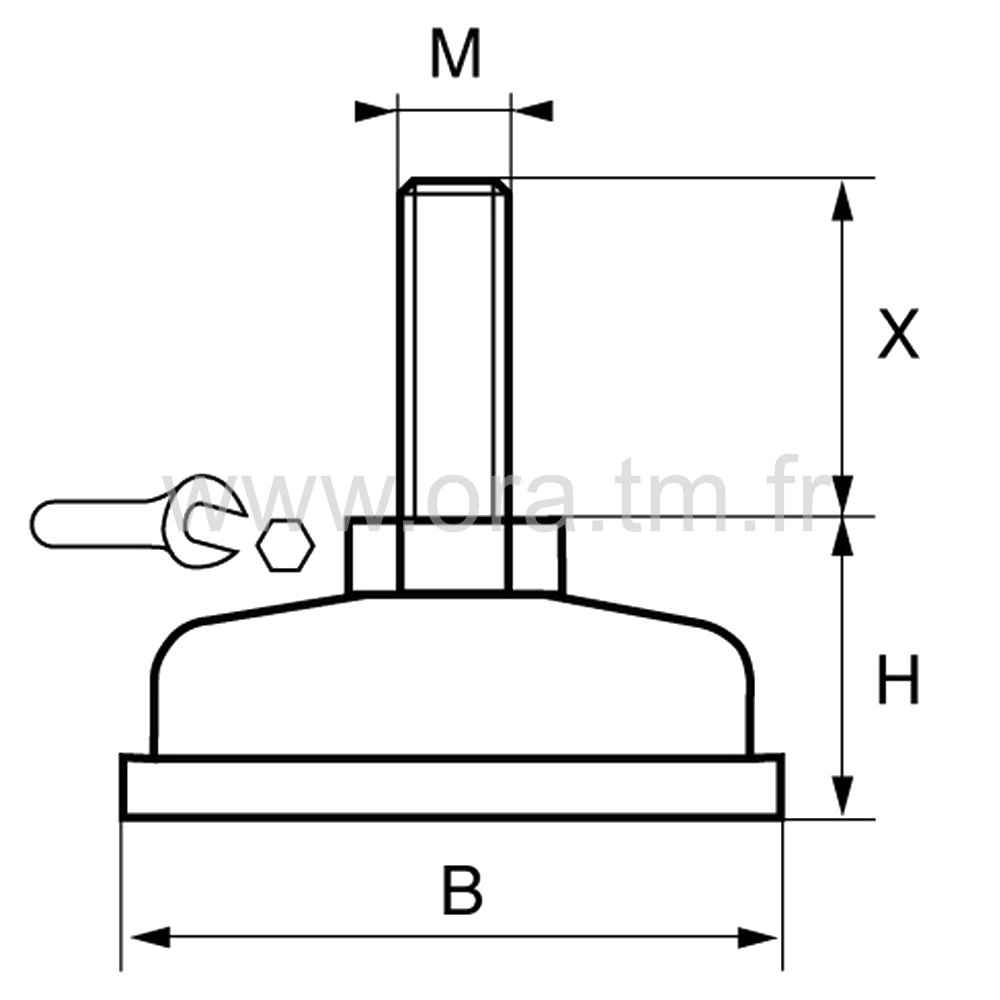 VSMP - VERIN PIED MACHINE - BASE CYLINDRIQUE