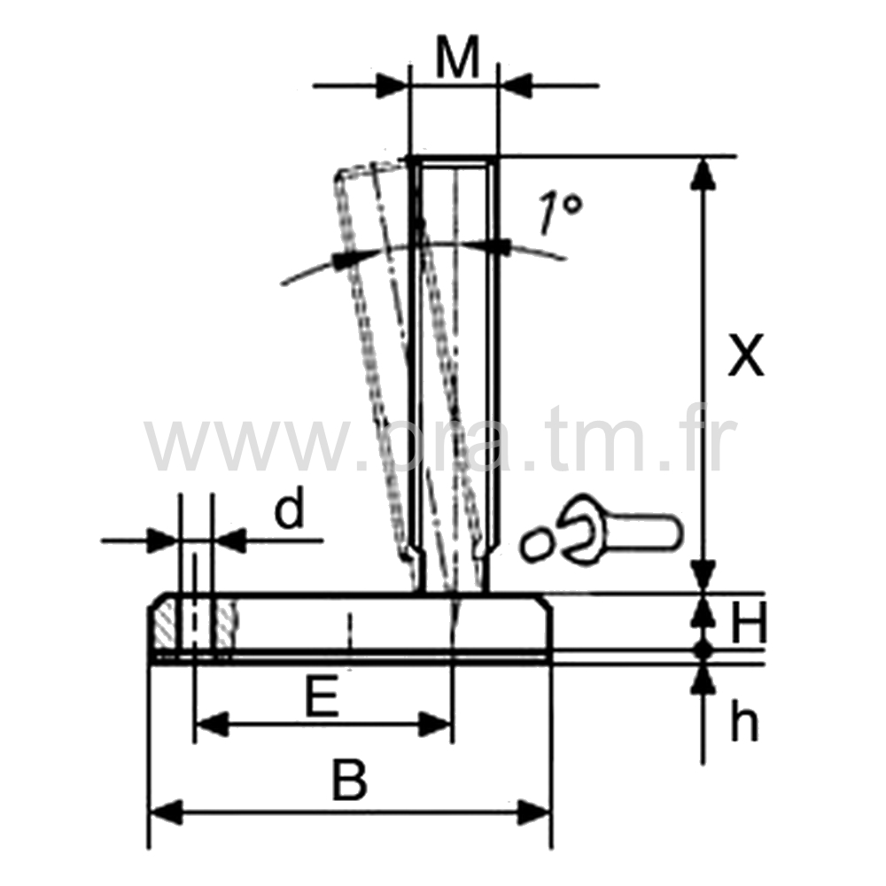 VSP - VERIN PIED MACHINE - BASE CYLINDRIQUE METAL