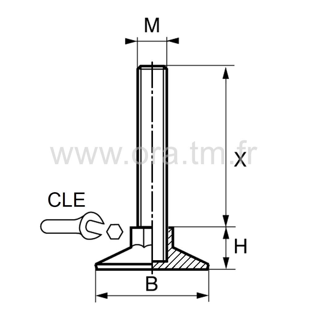 VTE1 - VERIN RIGIDE - BASE CONIQUE