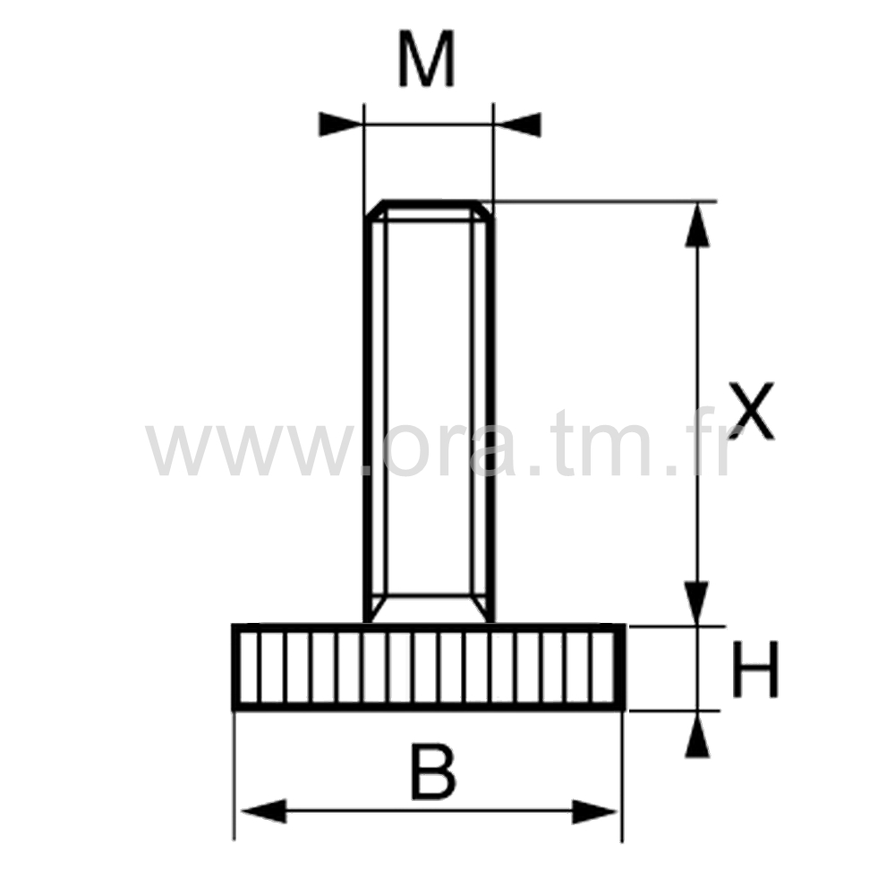 VTMO - VERIN RIGIDE - BASE CYLINDRIQUE MOLETEE