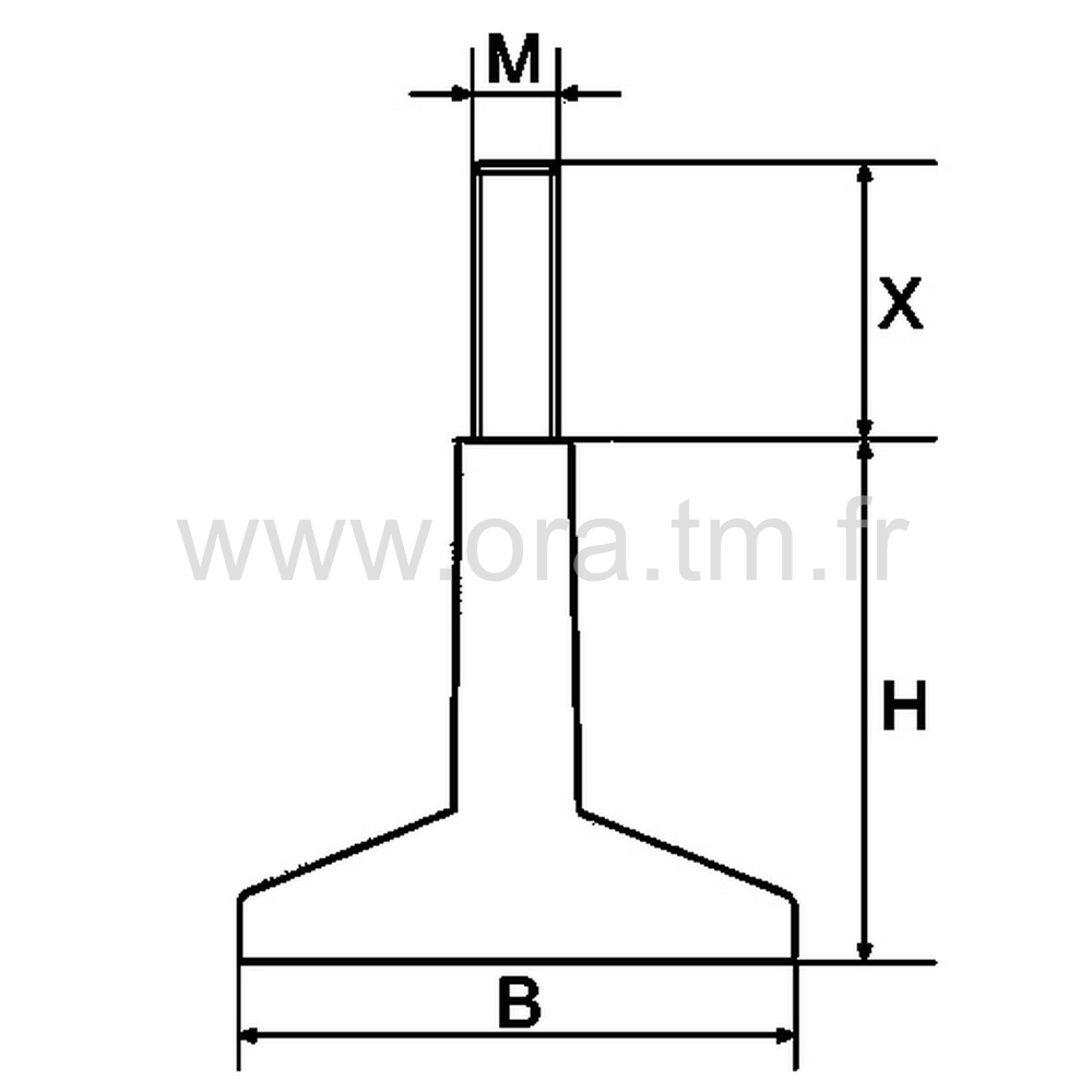 VTO - VERIN RIGIDE - BASE CONIQUE A REHAUSSE