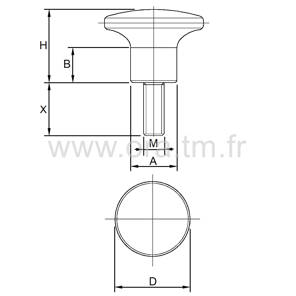 BSR - BOUTON DE SERRAGE - PRISE CYLINDRIQUE BOMBEE