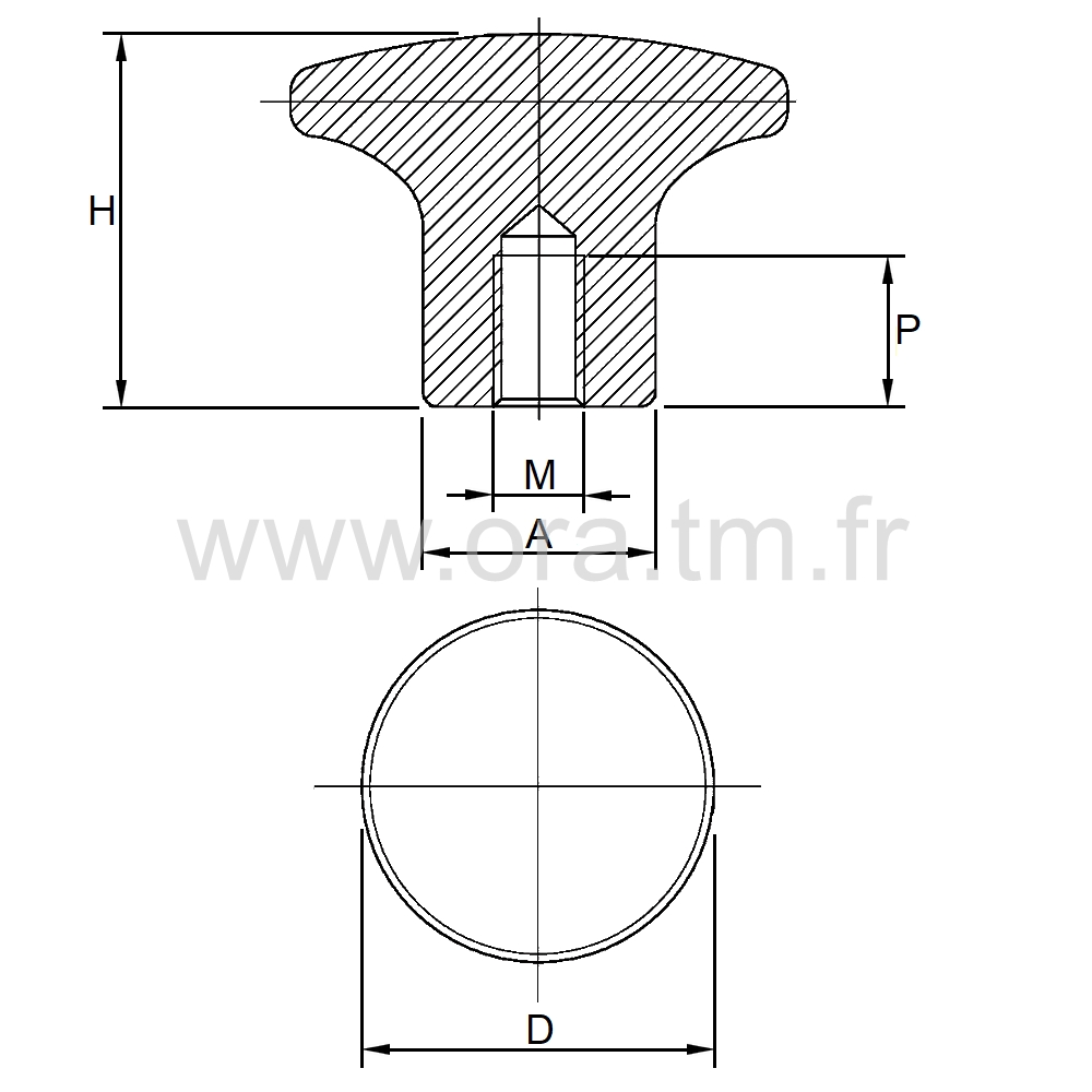 BSRB - BOUTON DE SERRAGE - PRISE CYLINDRIQUE BOMBEE