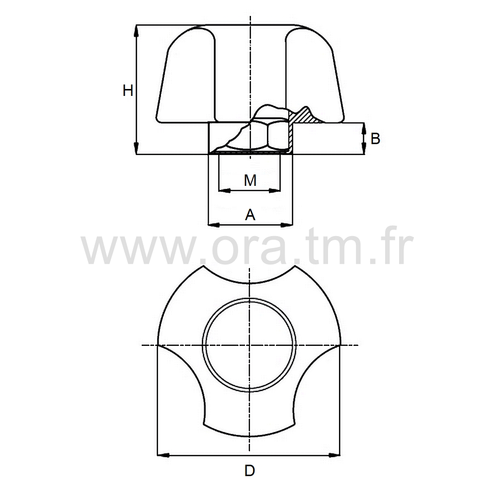 BSTB - BOUTON DE SERRAGE - PRISE 3 LOBES