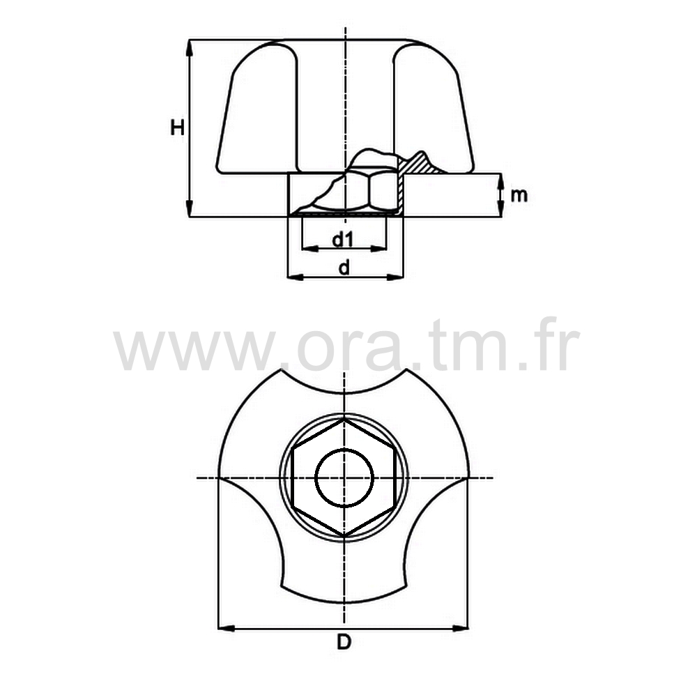 BSTD - BOUTON DE SERRAGE - PRISE 3 LOBES