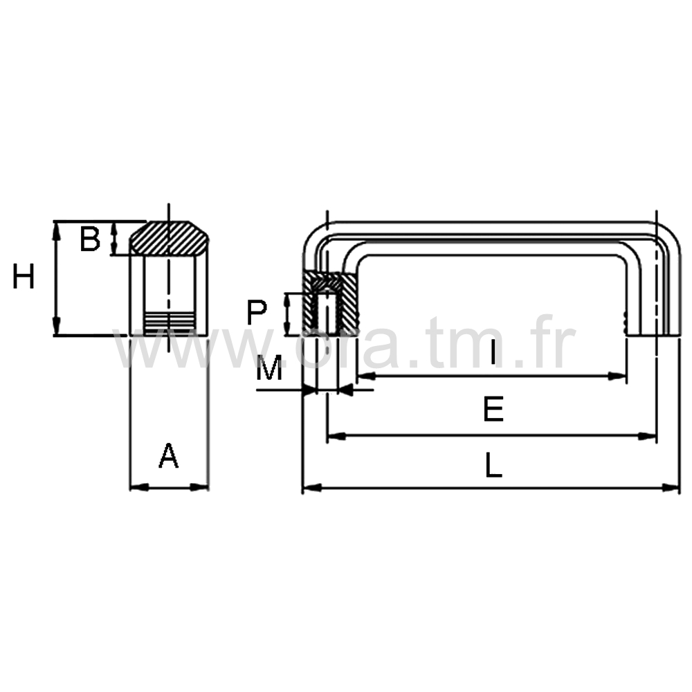 PPKT - POIGNEE BAKELITE - FORME TRAPEZOIDALE