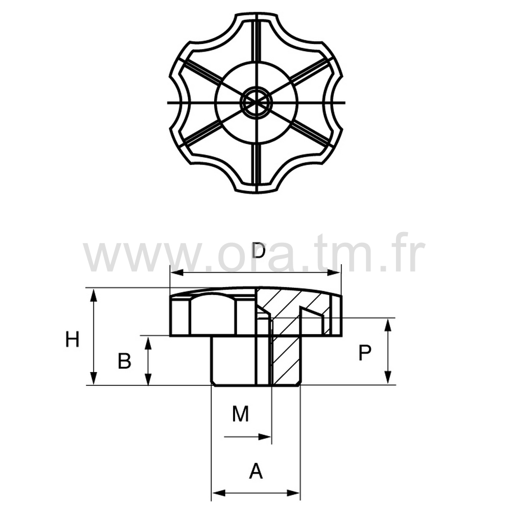 PSAB - POIGNEE DE SERRAGE - PRISE 6 LOBES