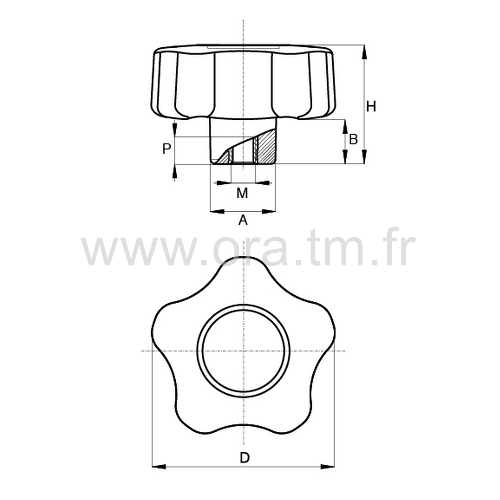 PSOFB - POIGNEE DE SERRAGE - PRISE 5 LOBES