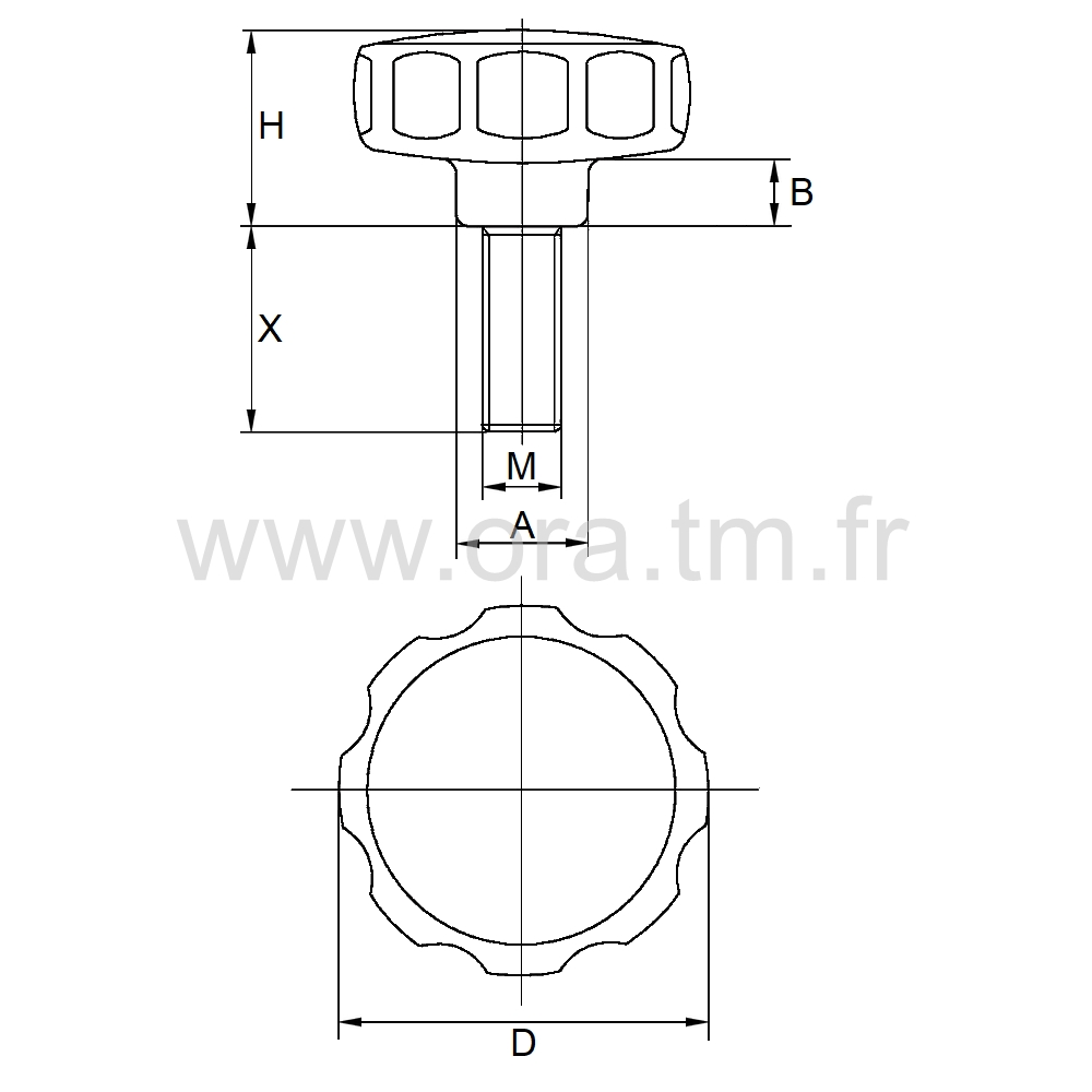 PST - POIGNEE DE SERRAGE - PRISE 8 LOBES