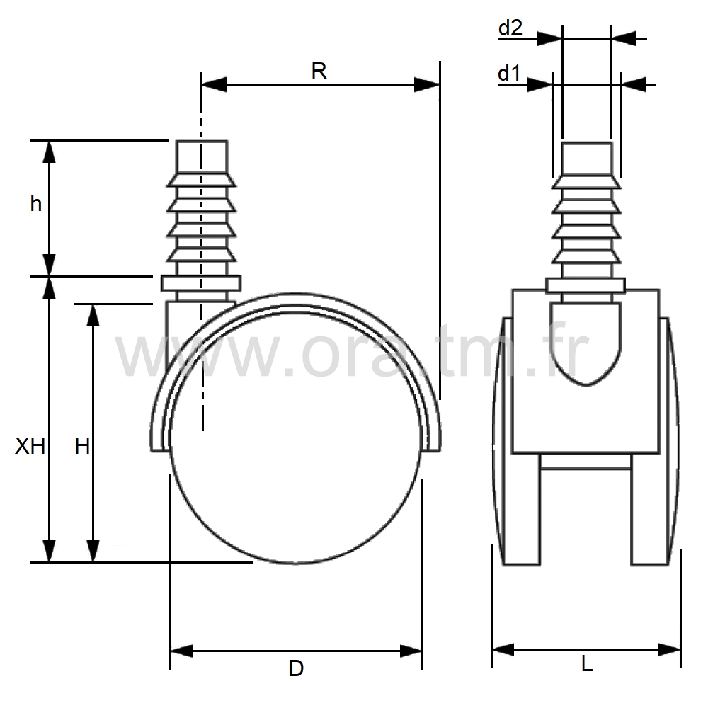 ECO2 - ROULETTE DOUBLE GALET - ROULEMENT LIBRE