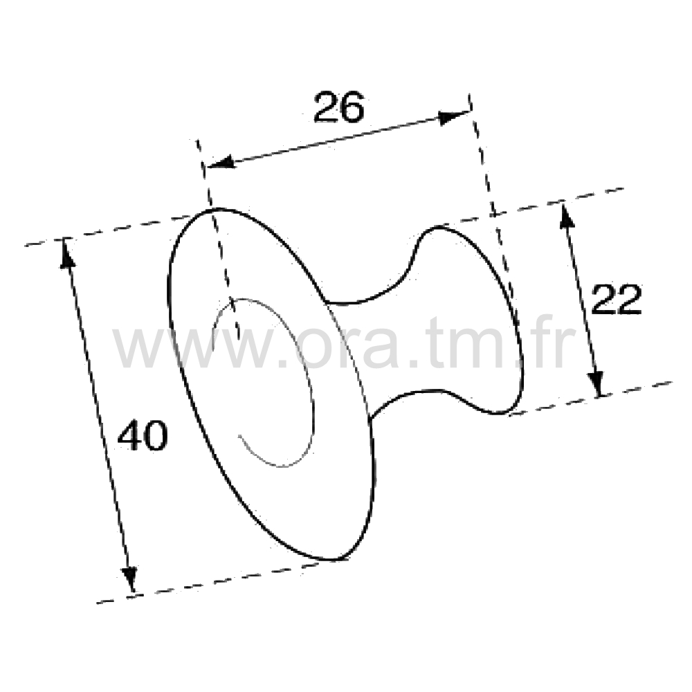 F0075 - BOUTON CYLINDRIQUE - DESSUS CONCAVE