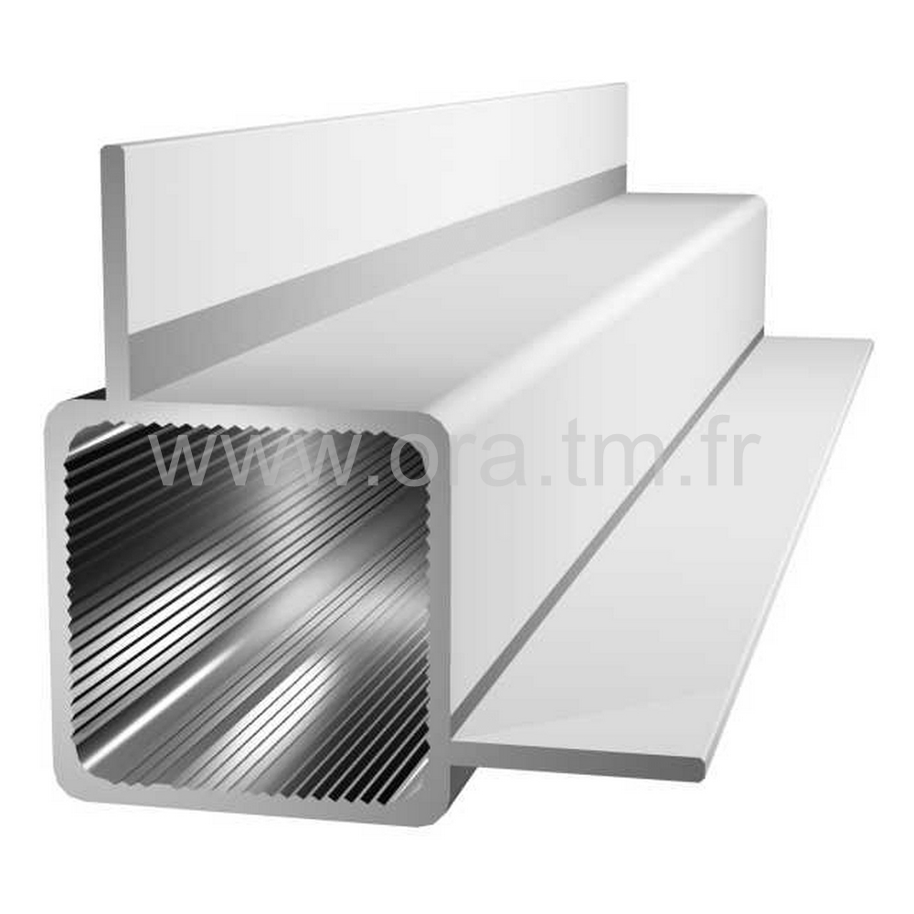 ALU25A2 - TUBE CARRE ALUMINIUM - AVEC 2 APPUIS