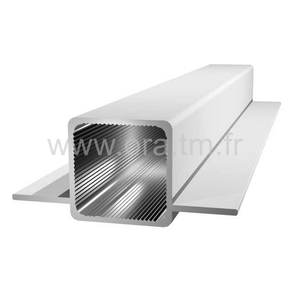 ALU25A2 - TUBE CARRE ALUMINIUM - AVEC 2 APPUIS