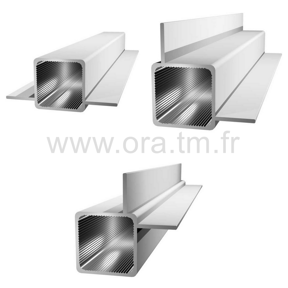 ALU25A2 - TUBE CARRE ALUMINIUM - AVEC 2 APPUIS