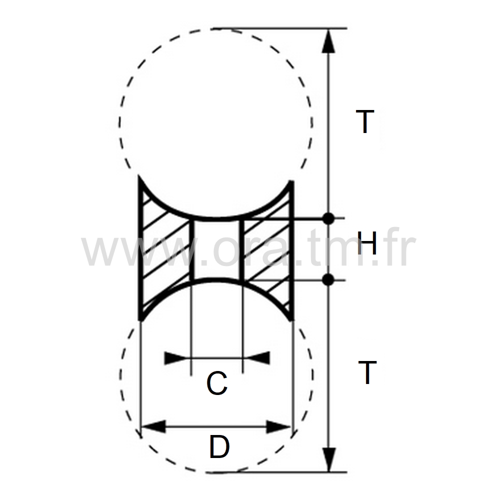 DRC - ENTRETOISE TUBE ROND - DOUBLE APPUIS CONCAVES