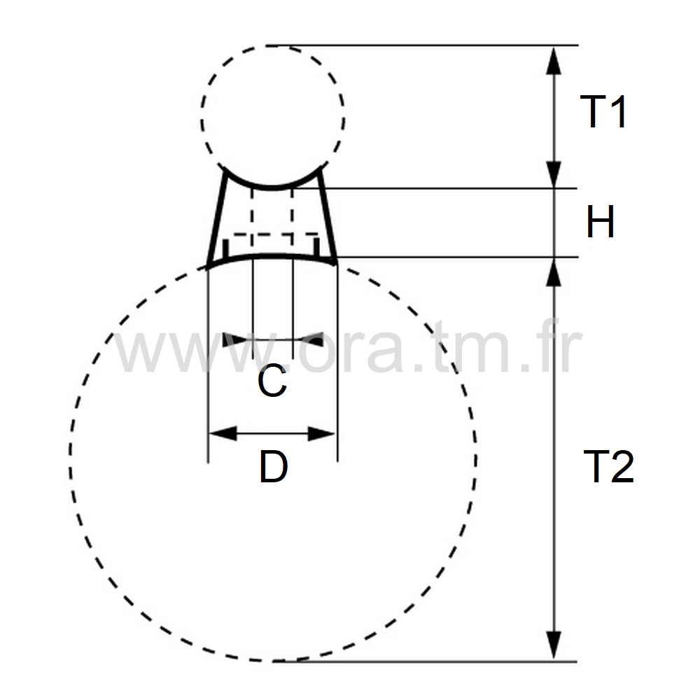 DRCC - ENTRETOISE TUBE ROND - DOUBLE APPUIS CONCAVES