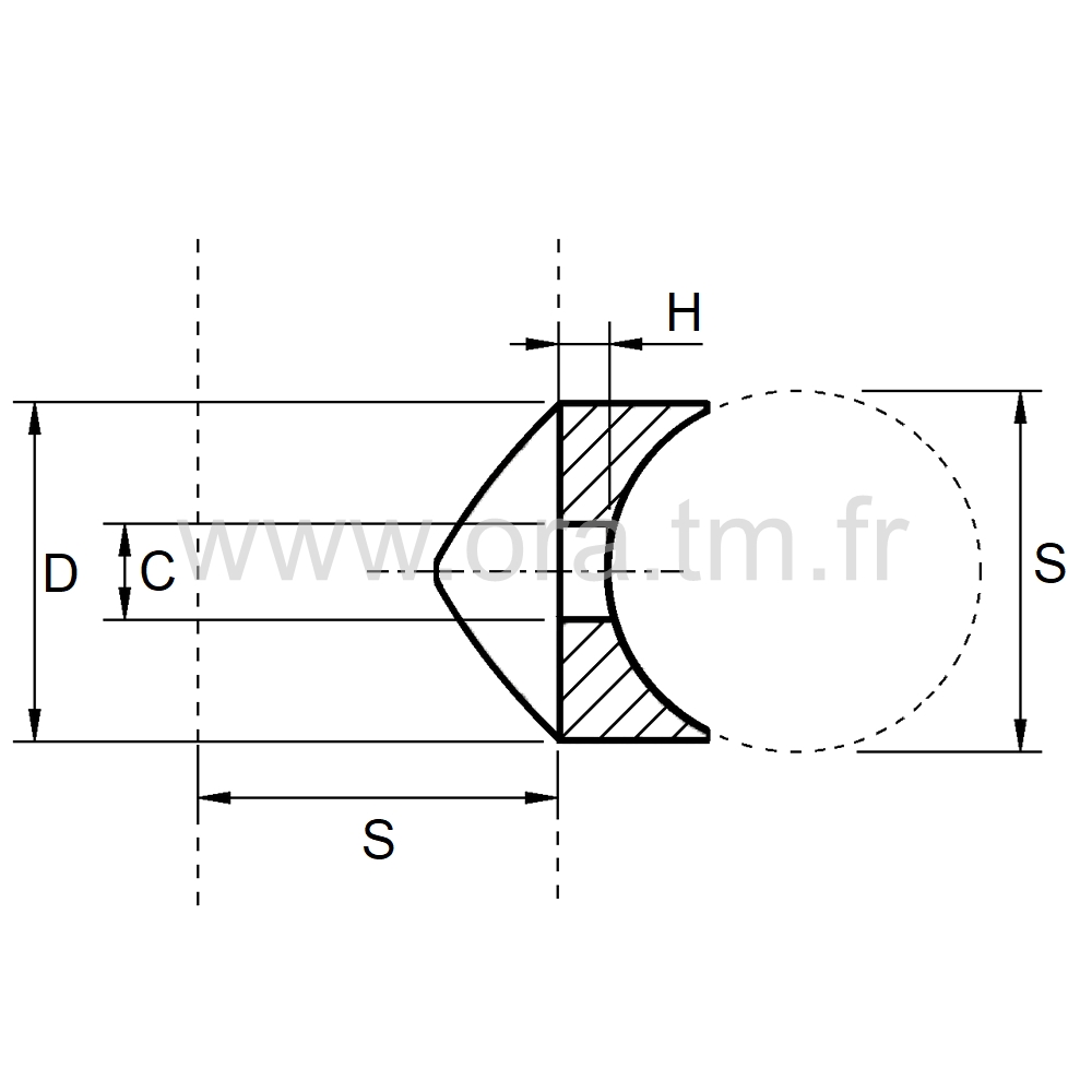 DRF - ENTRETOISE TUBE ROND - APPUIS CONCAVES CROISES