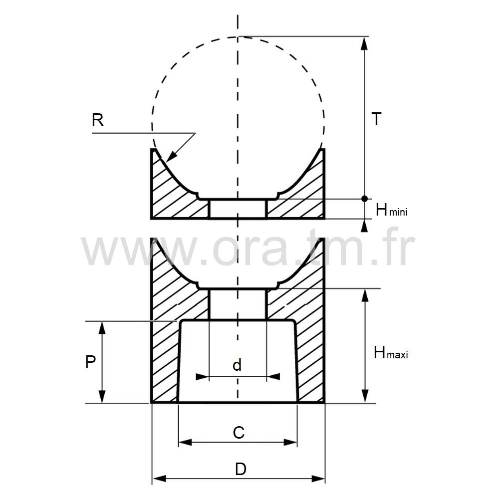 DRU - ENTRETOISE TUBE ROND - APPUI CONCAVE