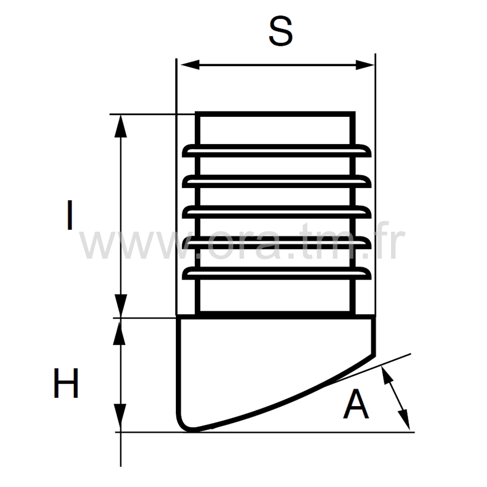 EAJ - EMBOUT INCLINE A AILETTES - TUBE CYLINDRIQUE