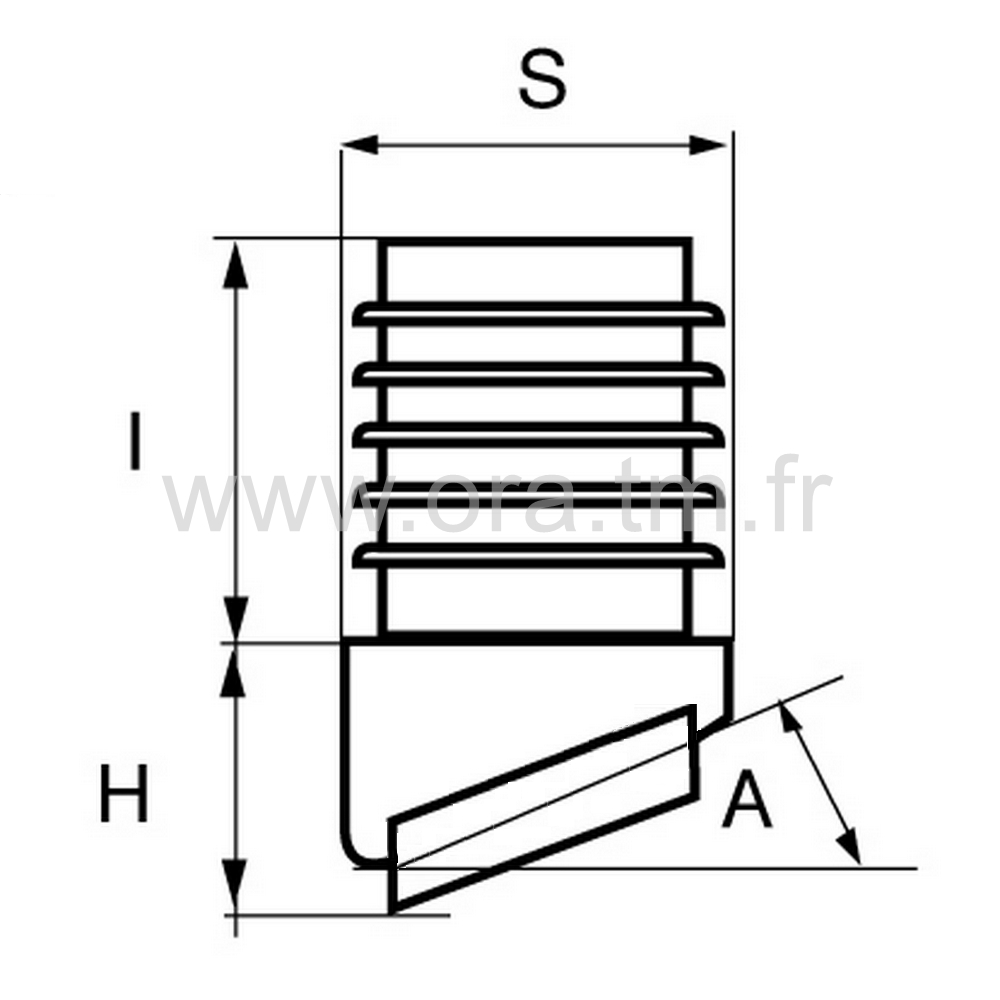 EAJAB - EMBOUT INCLINE A AILETTES - TUBE CYLINDRIQUE