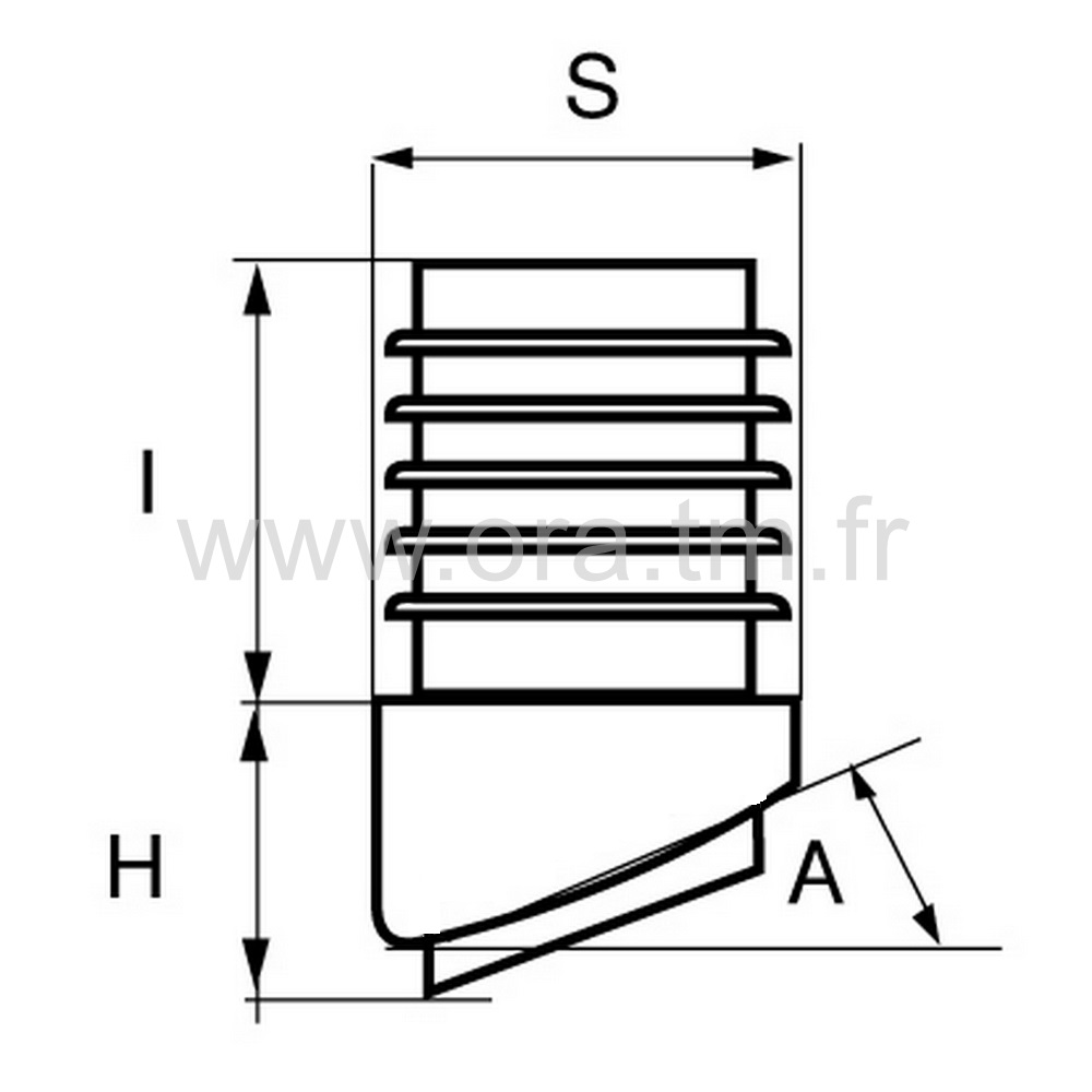 EAJFE - EMBOUT INCLINE A AILETTES - TUBE CYLINDRIQUE