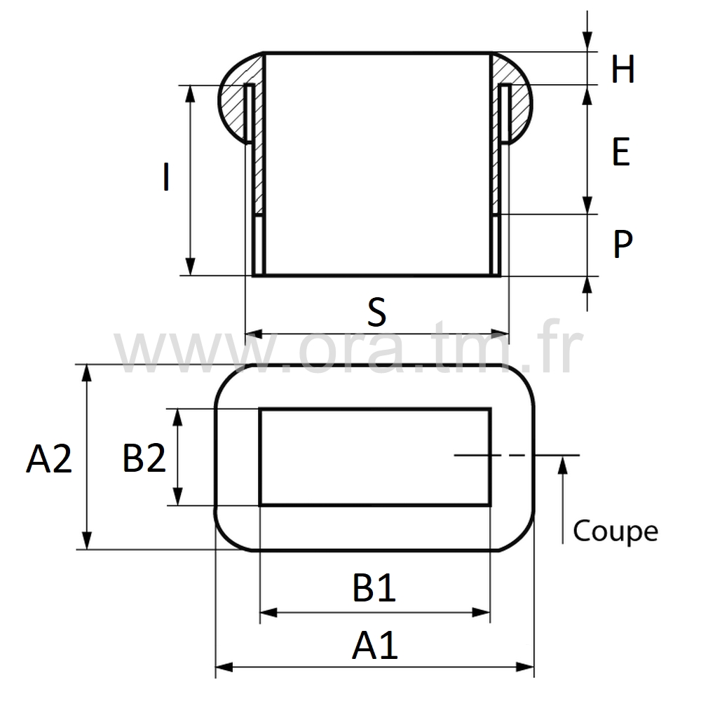 EARGC - EMBOUT A AILETTES - TUBE RECTANGULAIRE