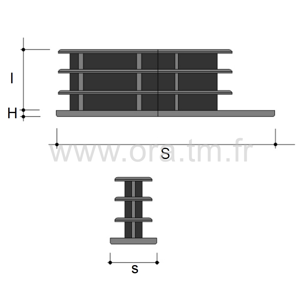 EARNM - EMBOUT A AILETTES - TUBE RECTANGULAIRE