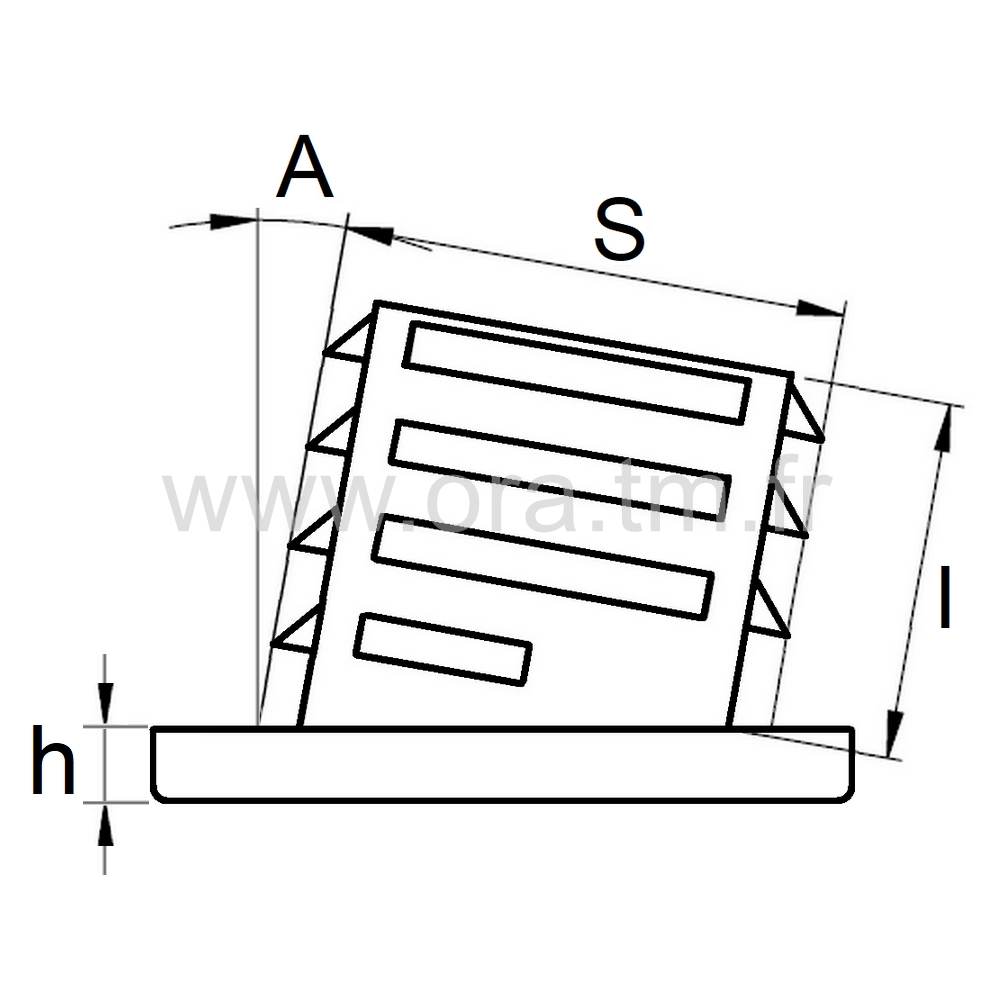 EBCD - EMBOUT INCLINE A AILETTES - TUBE CARRE