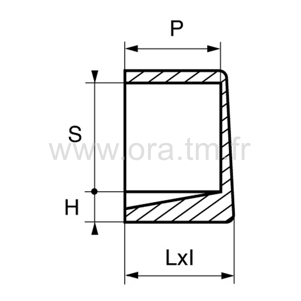 EECH - EMBOUT ENVELOPPANT - TUBE CARRE