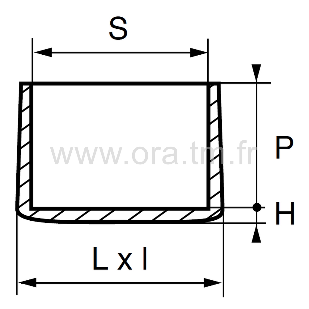 EER - EMBOUT ENVELOPPANT - TUBE RECTANGULAIRE