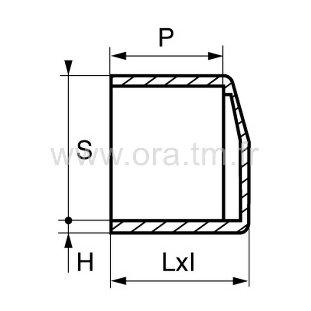 EERH - EMBOUT ENVELOPPANT - TUBE RECTANGULAIRE