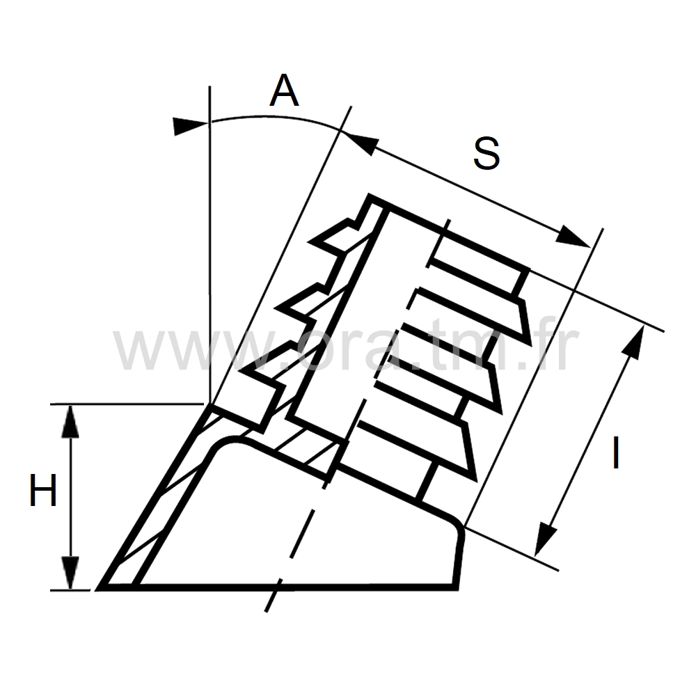 EICP - EMBOUT INCLINE A AILETTES - TUBE CARRE